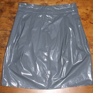 Vtg Poleci USA Plastic Mini Skirt S grey NWT